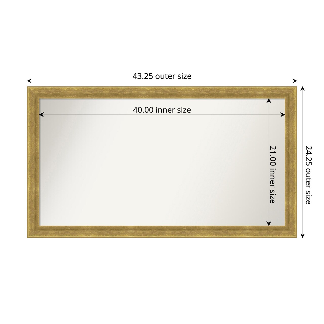 Angled Gold Non-Beveled Custom Framed Bathroom Vanity Wall Mirror